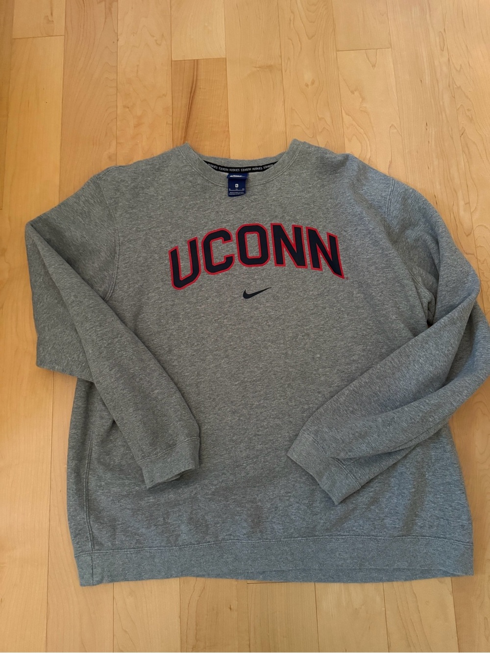 Nike Gray UCONN Crewneck Sweatshirt with Red Trim